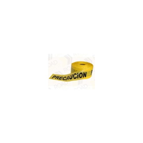 Cinta de polietileno color amarillo de 7.5 cm de ancho “PRECAUCION”